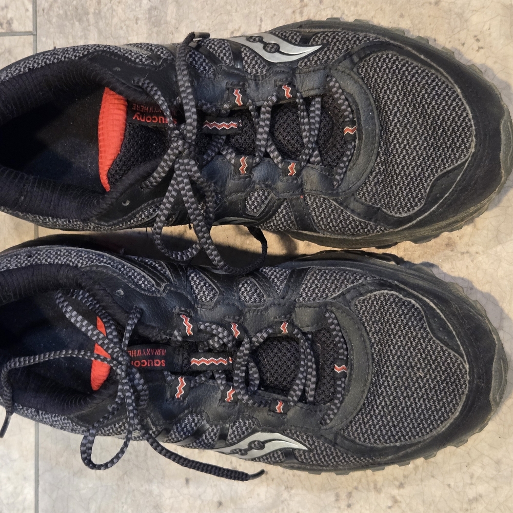 Saucony Charcoal and Red Runners
